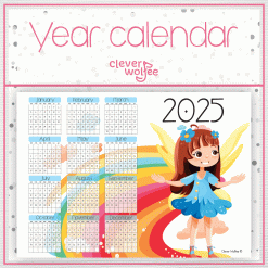 Fairy and rainbow Year calendar 2025