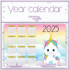 Unicorn 1 Year calendar 2025