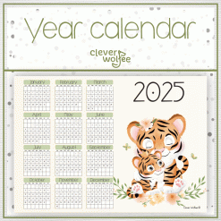 Tiger 1 Year calendar 2025