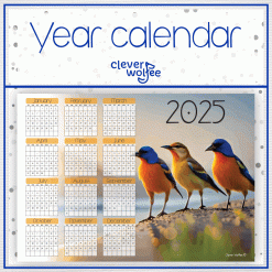 Bird 1 Year calendar 2025