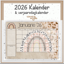 Luiperd en reënboog kalender 2026