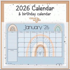 Boho rainbow calendar 2026