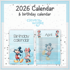 Alternative view of Mickey and Minnie mouse calendar 2026