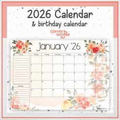 Peach colored flowers calendar 2026