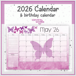 Butterflies calendar 2026