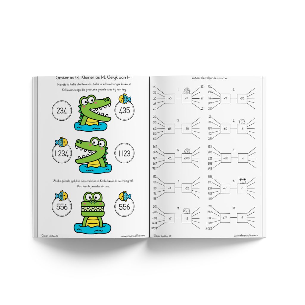 Graad 4 Wiskunde Basiese boekie 2 – Optel en aftrek – Clever Wolfee
